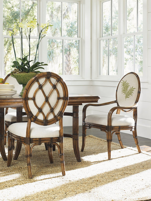 Lexington Tommy Bahama Home Gulfstream Oval Dining Chair - Embrace Tropical Elegance With Luxurious Upholstered Comfort Caribbean Sunset  593-881-02