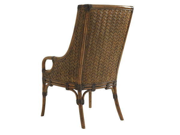 Lexington Tommy Bahama Home Marabella Upholstered Arm Chair - Embrace Relaxed Luxury With Woven Rattan And Elegant Island Style Caribbean Sunset  593-885-01