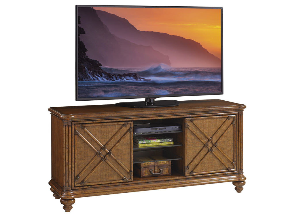 Lexington Tommy Bahama Home Marlin Media Console - Embrace Island Living With Elegant Design, Adjustable Shelves & Charming Details Caribbean Sunset  593-907