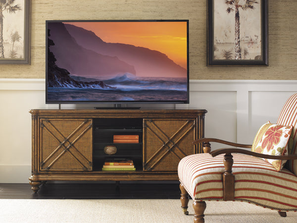 Lexington Tommy Bahama Home Marlin Media Console - Embrace Island Living With Elegant Design, Adjustable Shelves & Charming Details Caribbean Sunset  593-907