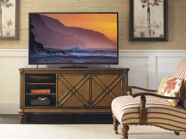 Lexington Tommy Bahama Home Marlin Media Console - Embrace Island Living With Elegant Design, Adjustable Shelves & Charming Details Caribbean Sunset  593-907