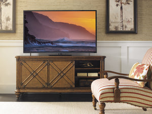 Lexington Tommy Bahama Home Marlin Media Console - Embrace Island Living With Elegant Design, Adjustable Shelves & Charming Details Caribbean Sunset  593-907