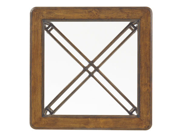 Lexington Tommy Bahama Home Capri Square Cocktail Table - Elegant Tropical Design With Glass Top And Decorative Rattan Details Caribbean Sunset  593-947