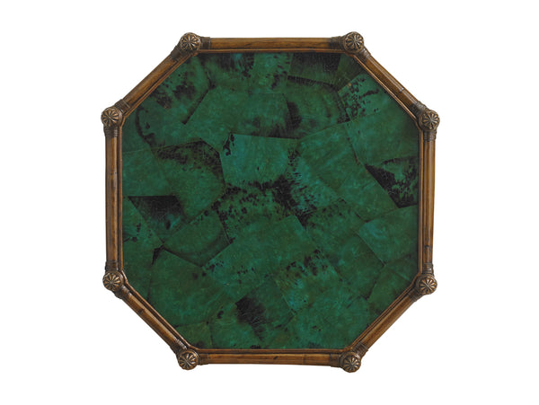 Lexington Tommy Bahama Home Flamingo Octagonal End Table: Exquisite Caribbean-inspired Design With Green Penn Shell Top & Brass Accents Caribbean Sunset  593-951