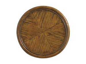 Lexington Tommy Bahama Home Hibiscus Round Accent Table - Elegant Crushed Bamboo Top & Woven Rattan Base For Coastal Living Caribbean Sunset  593-953