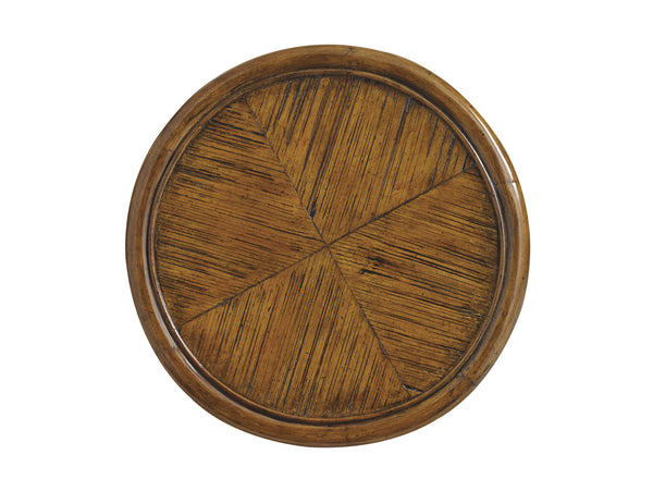 Lexington Tommy Bahama Home Hibiscus Round Accent Table - Elegant Crushed Bamboo Top & Woven Rattan Base For Coastal Living Caribbean Sunset  593-953