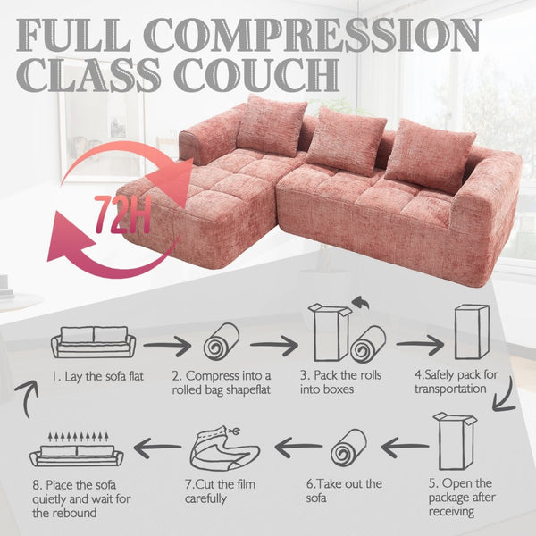 English Elm United Modern Chenille 98.42-Inch L-Shaped Modular Sectional Sofa With Chaise & Side Pockets P1 W1568S00148-GIGA