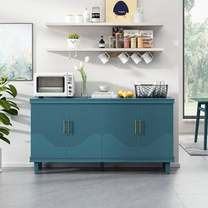 English Elm 59.84 Solid Wood 4-Door Cabinet Olive Green – 59.84"L Storage Buffet with 330lb Top, Stylish Durable Design W757P183287