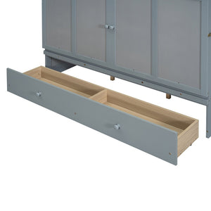 English Elm Queen Murphy Wall Bed with Pull Out Drawer and Built in Usb Charging Cabinet Gray N708P205905E