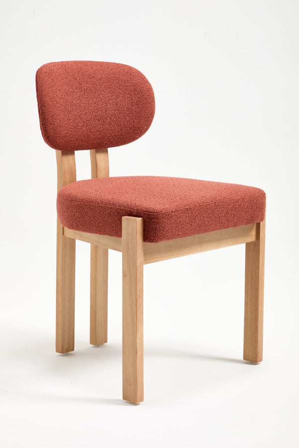 English Elm Wooden Wingback Dining Chairs Chenille Upholstered Set for Farmhouse Kitchen Dark Orange W3244P457881