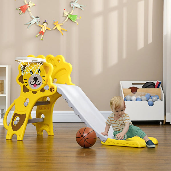 English Elm Qaba Toddler Indoor Slide with Basketball Hoop Active Play Set for Ages 18 to 36 Months W2225P217355