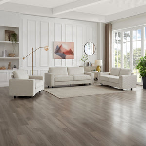 English Elm Modern Minimalist Corduroy Sectional Sofa Set - Cozy 3-Piece Beige Design For Stylish Living Spaces B347S00005