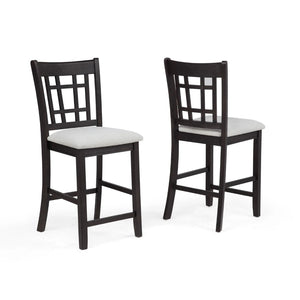 English Elm Mipo Counter Height Dining Chairs Two-tone Grid Back with White Upholstered Seats Set Charcoal Black B056P417085