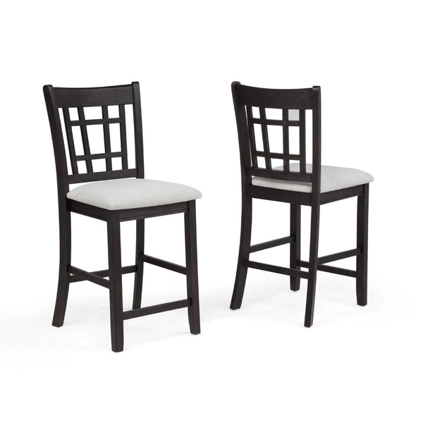 English Elm Mipo Counter Height Dining Chairs Two-tone Grid Back with White Upholstered Seats Set Charcoal Black B056P417085