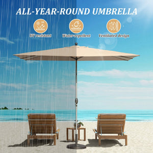 English Elm Rectangle Patio Umbrella With Crank Lift & Adjustable Tilt - Stylish Beige Shade Perfect For Outdoors W1859P320950-GIGA