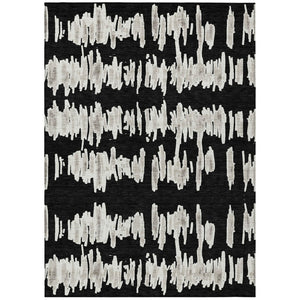 HomeRoots 9' Black Ivory and Gray Striped Washable Area Rug – Durable, Stylish Indoor/Outdoor Solution for Any Space 9' X 12' 594002