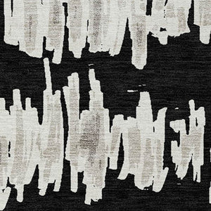 Homeroots 3' Stylish Black Ivory And Gray Striped Washable Area Rug For Indoor And Outdoor Versatility 9' X 12' Polyester 594002