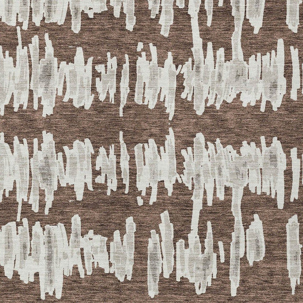 Homeroots 3' Stylish Black Ivory And Gray Striped Washable Area Rug For Indoor And Outdoor Versatility 5' X 8' Polyester 594005