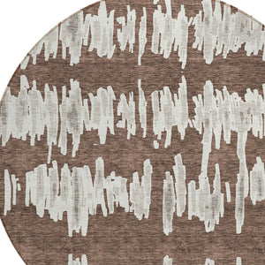 Homeroots 3' Stylish Black Ivory And Gray Striped Washable Area Rug For Indoor And Outdoor Versatility 8' Round Polyester 594006