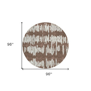 Homeroots 3' Stylish Black Ivory And Gray Striped Washable Area Rug For Indoor And Outdoor Versatility 8' Round Polyester 594006