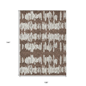 Homeroots 3' Stylish Black Ivory And Gray Striped Washable Area Rug For Indoor And Outdoor Versatility 9' X 12' Polyester 594008