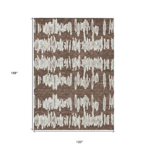 Homeroots 3' Stylish Black Ivory And Gray Striped Washable Area Rug For Indoor And Outdoor Versatility 10' X 14' Polyester 594009