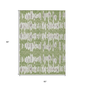 Homeroots 3' Stylish Black Ivory And Gray Striped Washable Area Rug For Indoor And Outdoor Versatility 5' X 8' Polyester 594011