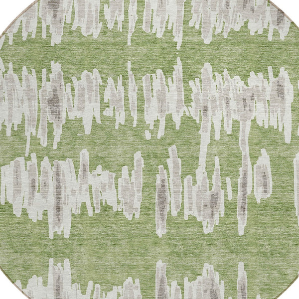 Homeroots 3' Stylish Black Ivory And Gray Striped Washable Area Rug For Indoor And Outdoor Versatility 8' Round Polyester 594012