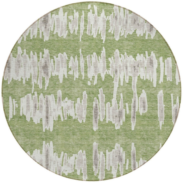 Homeroots 3' Stylish Black Ivory And Gray Striped Washable Area Rug For Indoor And Outdoor Versatility 8' Round Polyester 594012