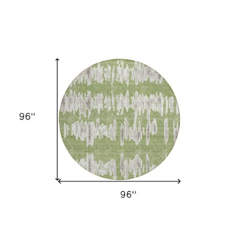 Homeroots 3' Stylish Black Ivory And Gray Striped Washable Area Rug For Indoor And Outdoor Versatility 8' Round Polyester 594012