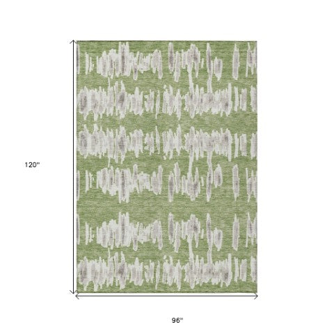 Homeroots 3' Stylish Black Ivory And Gray Striped Washable Area Rug For Indoor And Outdoor Versatility 8' X 10' Polyester 594013