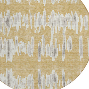 Homeroots 3' Stylish Black Ivory And Gray Striped Washable Area Rug For Indoor And Outdoor Versatility 8' Round Polyester 594018