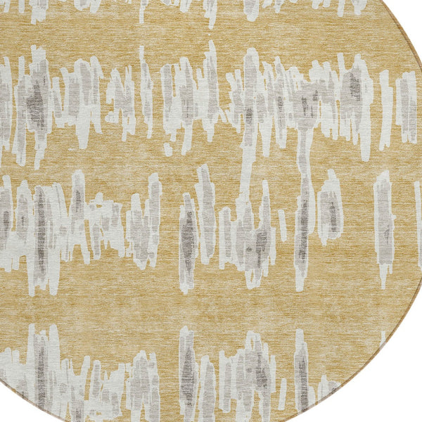 Homeroots 3' Stylish Black Ivory And Gray Striped Washable Area Rug For Indoor And Outdoor Versatility 8' Round Polyester 594018