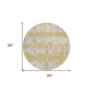 Homeroots 3' Stylish Black Ivory And Gray Striped Washable Area Rug For Indoor And Outdoor Versatility 8' Round Polyester 594018