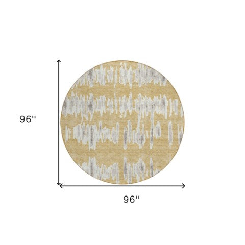 Homeroots 3' Stylish Black Ivory And Gray Striped Washable Area Rug For Indoor And Outdoor Versatility 8' Round Polyester 594018