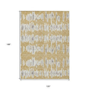 Homeroots 3' Stylish Black Ivory And Gray Striped Washable Area Rug For Indoor And Outdoor Versatility 10' X 14' Polyester 594021