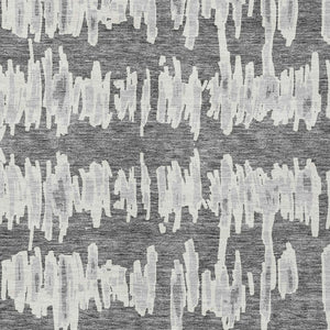 Homeroots 3' Stylish Black Ivory And Gray Striped Washable Area Rug For Indoor And Outdoor Versatility 3' X 5' Polyester 594022