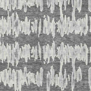 Homeroots 3' Stylish Black Ivory And Gray Striped Washable Area Rug For Indoor And Outdoor Versatility 5' X 8' Polyester 594023