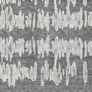 Homeroots 3' Stylish Black Ivory And Gray Striped Washable Area Rug For Indoor And Outdoor Versatility 8' X 10' Polyester 594025