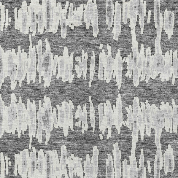 Homeroots 3' Stylish Black Ivory And Gray Striped Washable Area Rug For Indoor And Outdoor Versatility 9' X 12' Polyester 594026