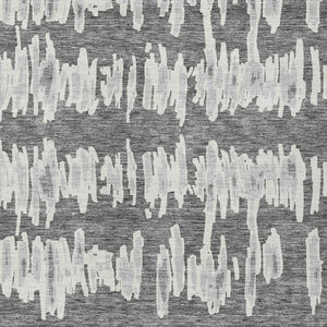 Homeroots 3' Stylish Black Ivory And Gray Striped Washable Area Rug For Indoor And Outdoor Versatility 10' X 14' Polyester 594027