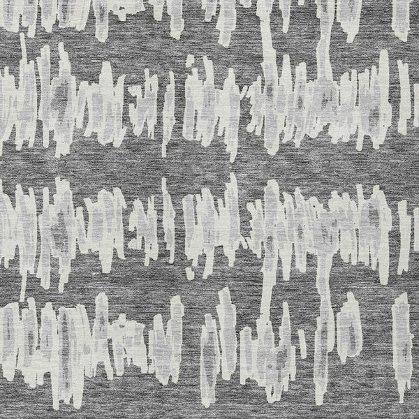 Homeroots 3' Stylish Black Ivory And Gray Striped Washable Area Rug For Indoor And Outdoor Versatility 10' X 14' Polyester 594027