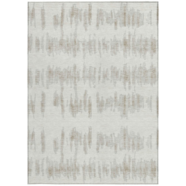 Homeroots 3' Stylish Black Ivory And Gray Striped Washable Area Rug For Indoor And Outdoor Versatility 5' X 8' Polyester 594029