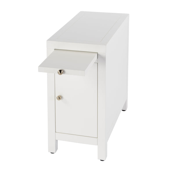Butler Specialty Company Nora 12" Narrow End Table With Pull-out Tray For Stylish Storage And Convenience White Mdf,Acacia Wood,Plywood,Veneers 5940304-butler