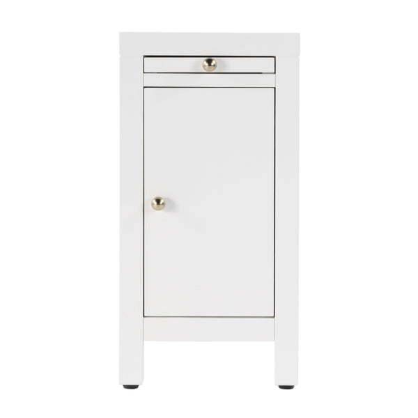 Butler Specialty Company Nora 12" Narrow End Table With Pull-out Tray For Stylish Storage And Convenience White Mdf,Acacia Wood,Plywood,Veneers 5940304-butler