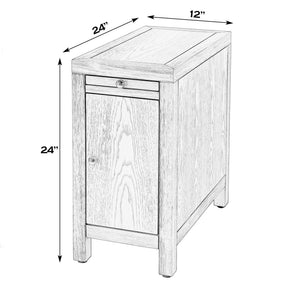 Butler Specialty Company Nora 12" Narrow End Table With Pull-out Tray For Stylish Storage And Convenience White Mdf,Acacia Wood,Plywood,Veneers 5940304-butler
