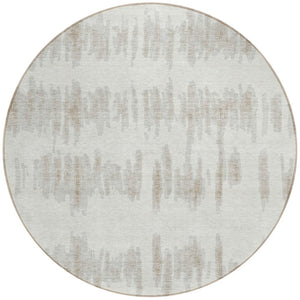 Homeroots 3' Stylish Black Ivory And Gray Striped Washable Area Rug For Indoor And Outdoor Versatility 8' Round Polyester 594030