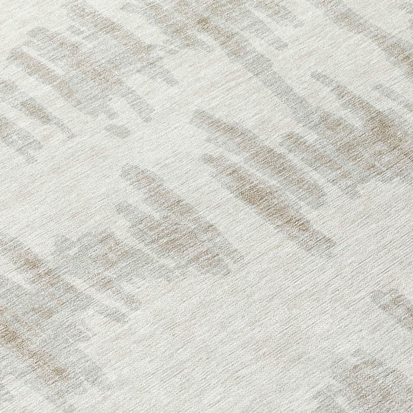 Homeroots 3' Stylish Black Ivory And Gray Striped Washable Area Rug For Indoor And Outdoor Versatility 8' Round Polyester 594030