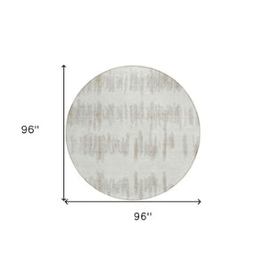 Homeroots 3' Stylish Black Ivory And Gray Striped Washable Area Rug For Indoor And Outdoor Versatility 8' Round Polyester 594030