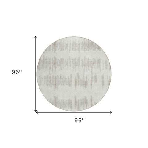 Homeroots 3' Stylish Black Ivory And Gray Striped Washable Area Rug For Indoor And Outdoor Versatility 8' Round Polyester 594030